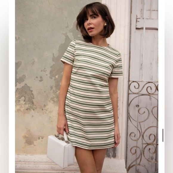 Antonio Melani x The Style Bungalow Palm Short Sleeve Striped Mini Dress NWT - Picture 15 of 16